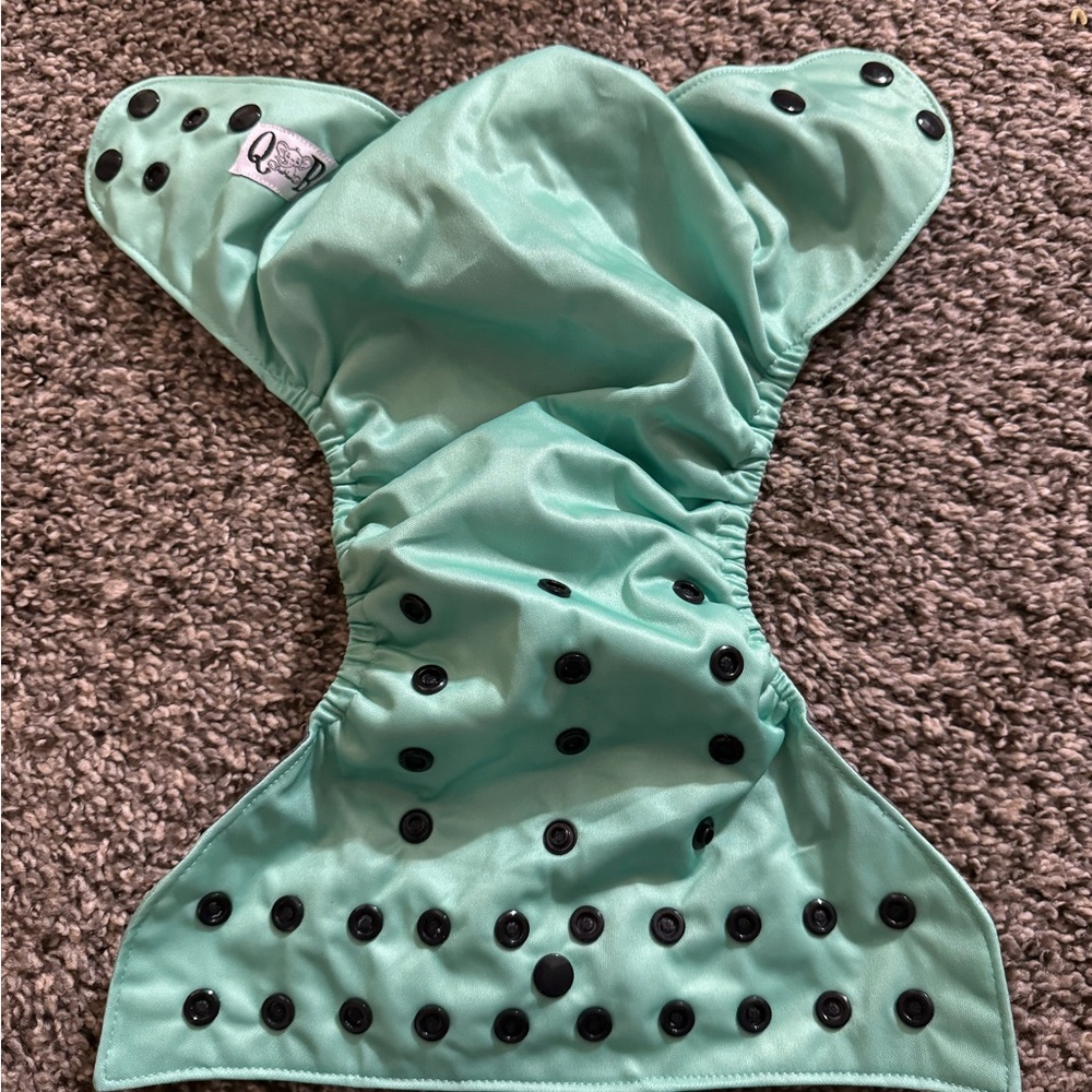 Aqua Cloth Diaper with Black Snaps